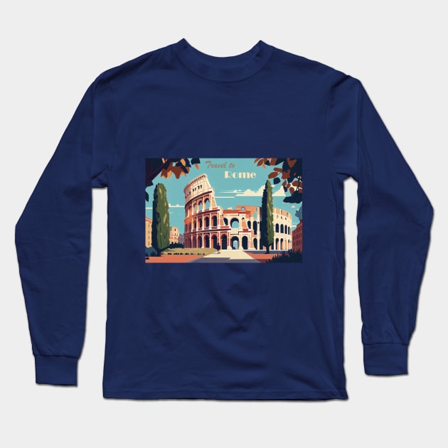 Coliseum, Rome, Italy Long Sleeve T-Shirt by GreenMary Design